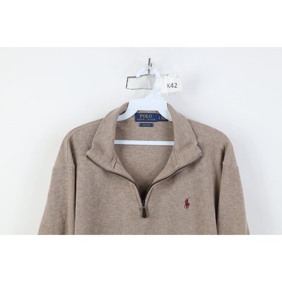 Vtg Ralph Lauren Mens Large Estate Rib Cotton Ribbed Knit 1/4 Half Zip Sweater - Picture 2 of 12
